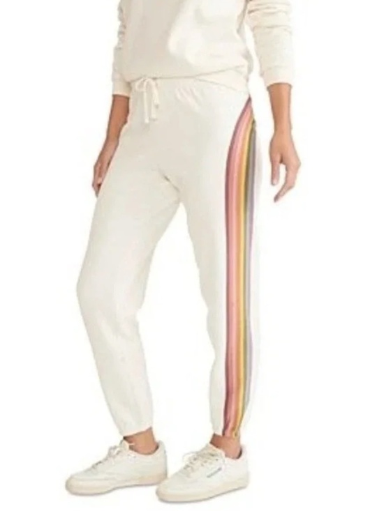 Marine Layer Pants - Marine Layer Anytime Fleece Sweatpant Antique White Rainbow, Size Small